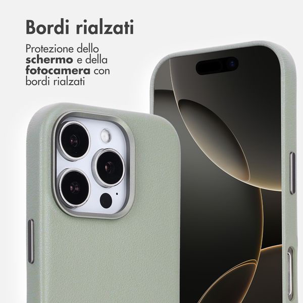 Accezz Cover in Pelle con MagSafe Apple iPhone 16 Pro - Light Grey