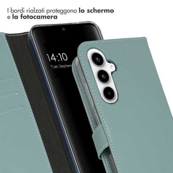 Selencia Cover a libro in vera pelle Samsung Galaxy A55 - Air Blue