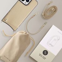 Selencia Cover per telefono Nova con cordino e portacarte Apple iPhone 15 Pro Max - Beige