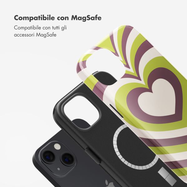 Selencia Cover posteriore Vivid con MagSafe Apple iPhone 13 - Double Hearts Plum Fern
