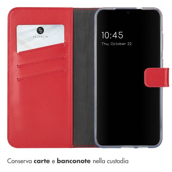Selencia Cover a libro in vera pelle Samsung Galaxy S25 Plus - Rosso