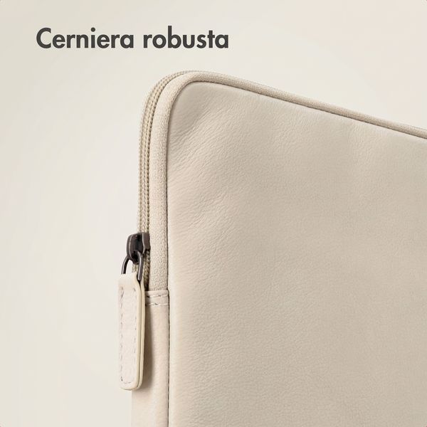 Accezz Custodia per laptop Leather con cerniera 15-16 pollici - Beige