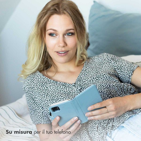 Selencia Cover a libro in vera pelle Apple iPhone 14 Pro - Air Blue