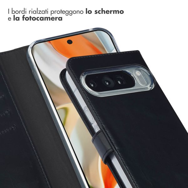 Selencia Cover a libro in vera pelle Google Pixel 10 Pro XL - Nero