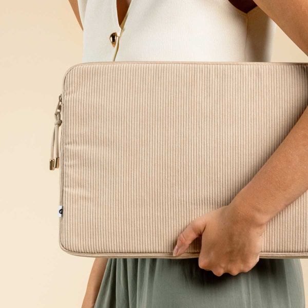 Selencia Cover per laptop in velluto a coste 13-14 pollici - Laptopsleeve - Beige