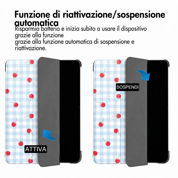 imoshion Cover Trifold Design Samsung Galaxy Tab A11 Plus / A9 Plus - Cherry Check