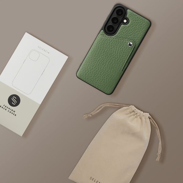 Selencia Cover posteriore Riva con portacarte Samsung Galaxy S26 - Sage Green