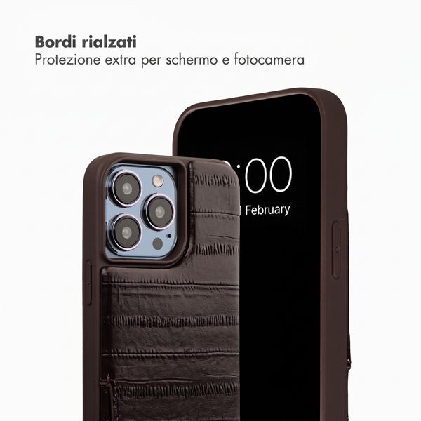 Selencia Nova cover posteriore in vera pelle con portacarte Apple iPhone 13 Pro - Dark Chocolate