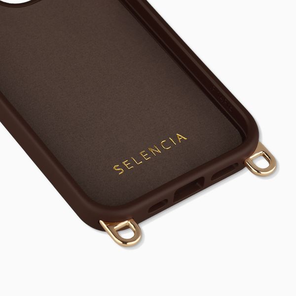 Selencia Cover posteriore Rivièra con MagSafe con ganci rimovibili Apple iPhone 15 Pro Max - Choco Brown