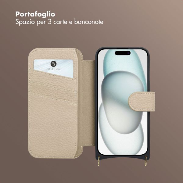 Selencia Cover Riva con MagSafe e cordino Apple iPhone 15 - Beige