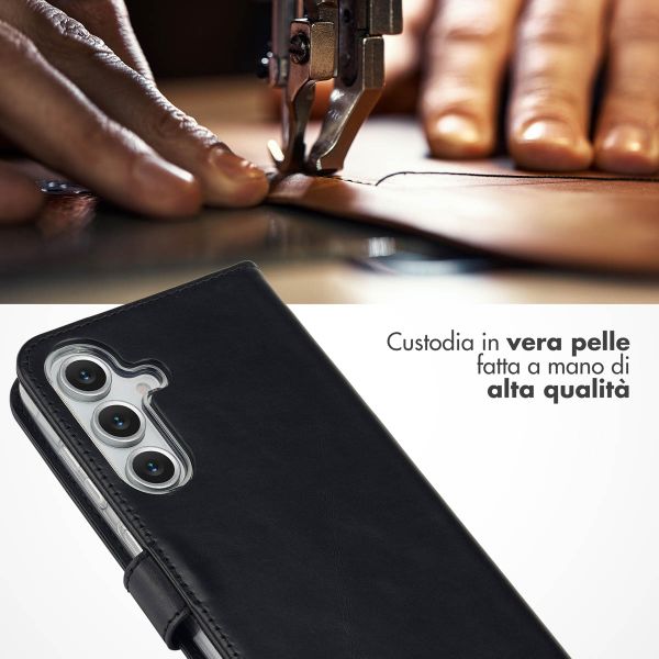 Selencia Cover a libro in vera pelle Samsung Galaxy S25 FE - Nero