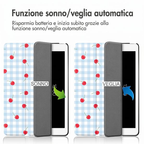 imoshion Cover Trifold Design Apple iPad 9 (2021) 10.2 pollici / iPad 8 (2020) 10.2 pollici / iPad 7 (2019) 10.2 pollici - Cherry Check