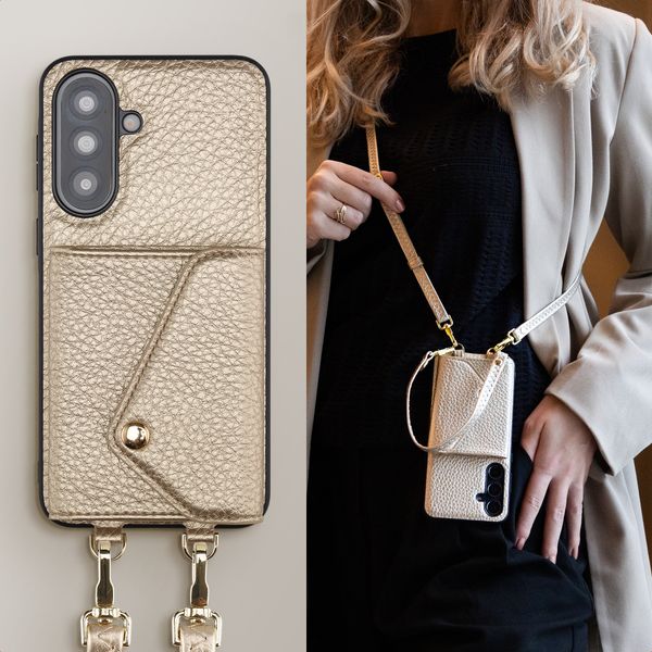 Selencia Cover per telefono Sera con cordino e portacarte a busta Samsung Galaxy A37 (5G) - Champagne