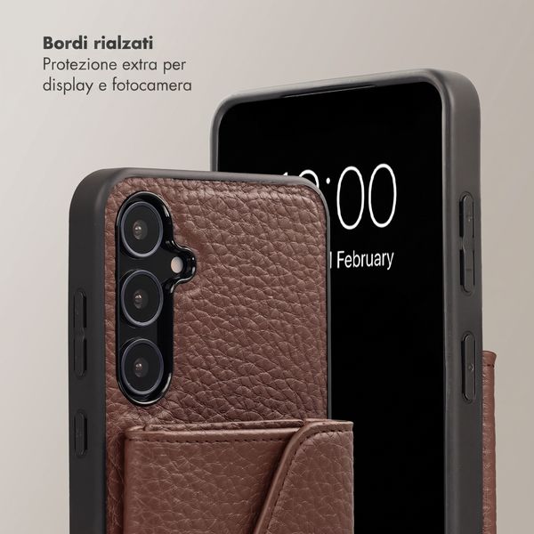 Selencia Cover per telefono Sera con cordino e portacarte a busta Samsung Galaxy A55 - Chocolate Brown