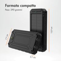 imoshion Powerbank solare da 10.000 mAh – powerbank wireless a energia solare – Quick Charge e Power Delivery – Nero