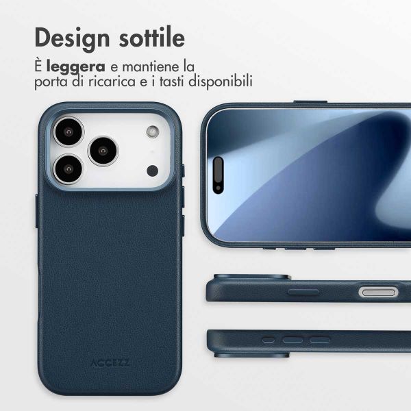 Accezz Cover in Pelle con MagSafe Apple iPhone 17 Pro - Nightfall Blue