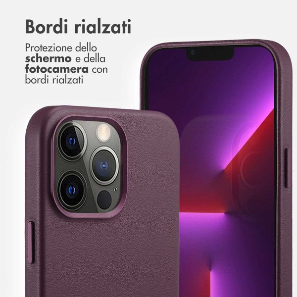 Accezz Cover in Pelle con MagSafe Apple iPhone 13 Pro - Heath Purple