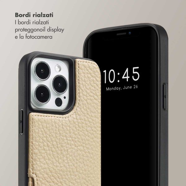 Selencia Cover per telefono Nova con cordino e portacarte Apple iPhone 13 Pro - Beige