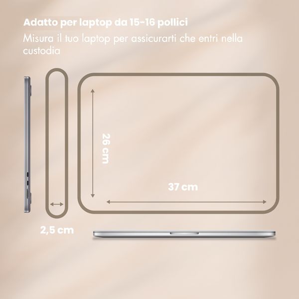 Selencia Cover per laptop in velluto a coste 15-16 pollici - Sleeve per laptop - Soft Blush