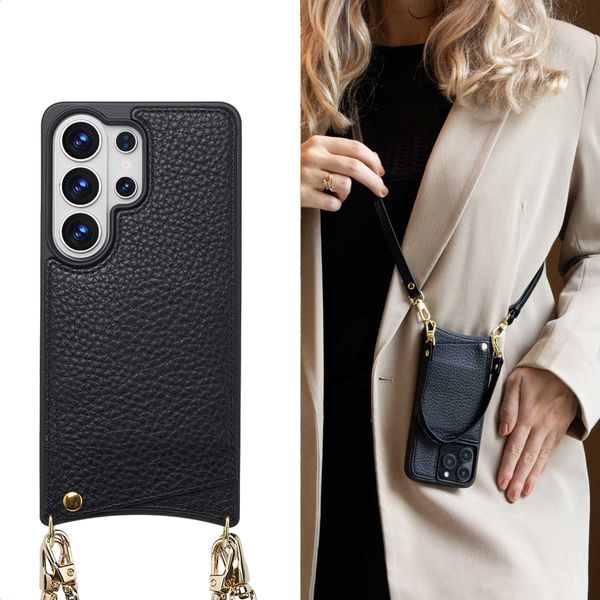 Selencia Cover per telefono Nova con cordino e portacarte Samsung Galaxy S26 Ultra - Nero