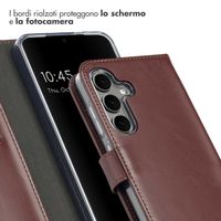 Selencia Cover a libro in vera pelle Samsung Galaxy S25 Plus - Marrone scuro