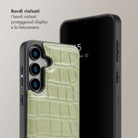 Selencia Cover per telefono Nova Croco con cordino e portacarte Samsung Galaxy S24 - Sage Green