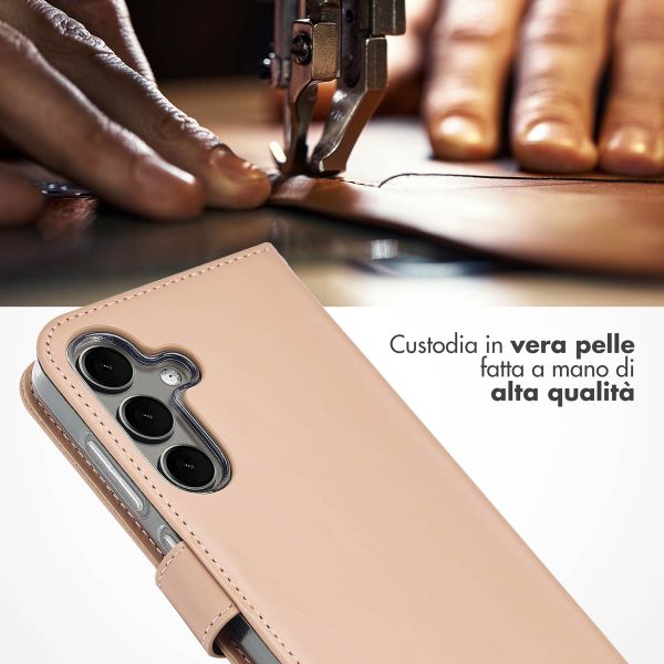 Selencia Cover a libro in vera pelle Samsung Galaxy S25 Plus - Dusty Pink