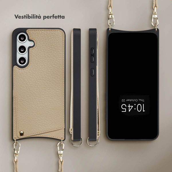 Selencia Cover per telefono Nova con cordino e portacarte Samsung Galaxy S24 FE - Beige