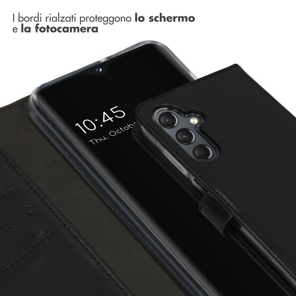 Selencia Cover a libro in vera pelle Samsung Galaxy A25 (5G) - Nero