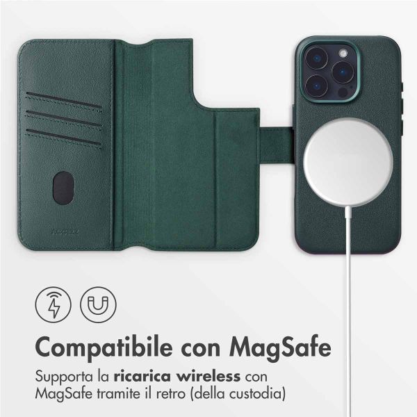 Accezz Cover in pelle 2 in 1 con MagSafe Apple iPhone 16 Pro - Cedar Green