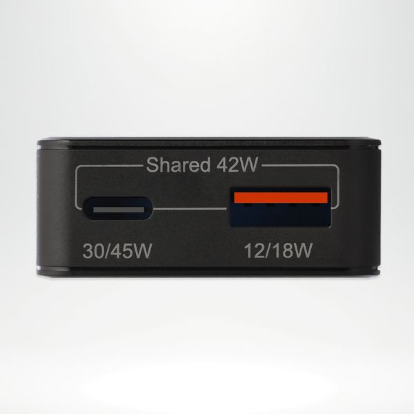 Accezz Caricabatterie GaN Ultra Slim - USB-C + USB-A - 45 W - Nero