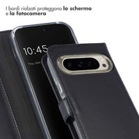 Selencia Cover a libro in vera pelle Google Pixel 9 / 9 Pro - Nero