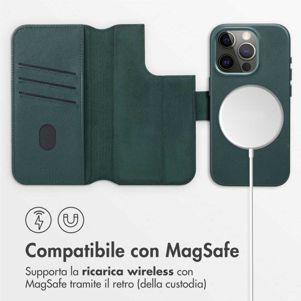 Accezz Cover in pelle 2 in 1 con MagSafe Apple iPhone 15 Pro - Cedar Green