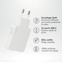 Accezz Caricabatterie GaN Ultra Slim - 2x USB-C - 65 W - Bianco