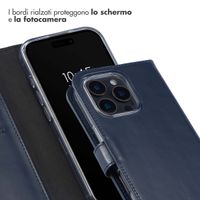 Selencia Cover a libro in vera pelle Apple iPhone 16 Pro Max - Blu