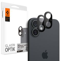 Spigen Optik Lens Protector - Protezione completa della fotocamera (confezione da 2) per Apple iPhone 16 / 16 Plus - Black
