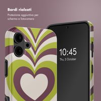 Selencia Cover posteriore Vivid con MagSafe Apple iPhone 16 - Double Hearts Plum Fern