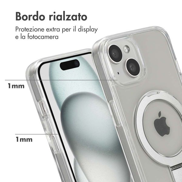 Accezz Cover con anello e supporto con MagSafe Apple iPhone 15 - Trasparente