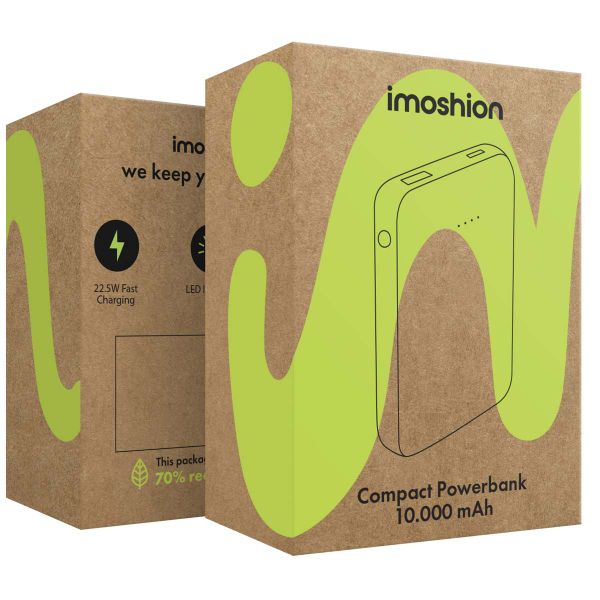 imoshion Powerbank compatta da 10.000 mAh – Powerbank piccola – Quick Charge e Power Delivery – Nero
