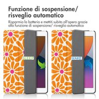 imoshion Cover Trifold Design Apple iPad 9 (2021) 10.2 pollici / iPad 8 (2020) 10.2 pollici / iPad 7 (2019) 10.2 pollici - Orange Flower Connect