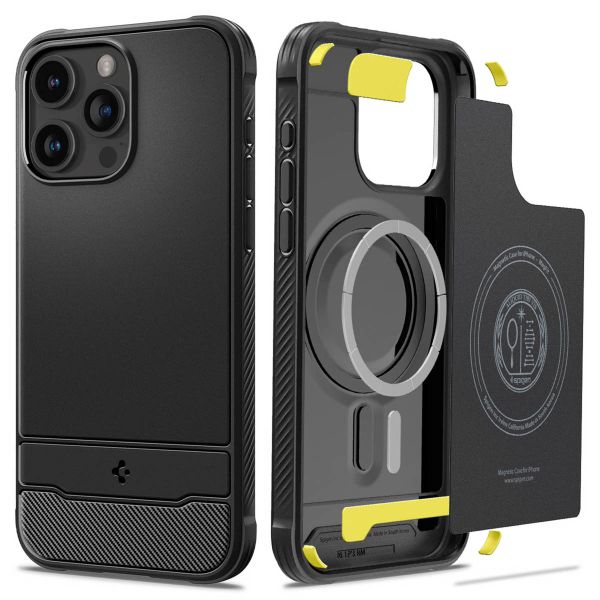Spigen Cover Rugged Armor con MagSafe Apple iPhone 15 Pro - Nero