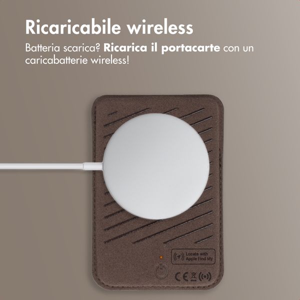 Accezz Portacarte in pelle magnetico - Compatibile con Apple Find My - Coffee Brown