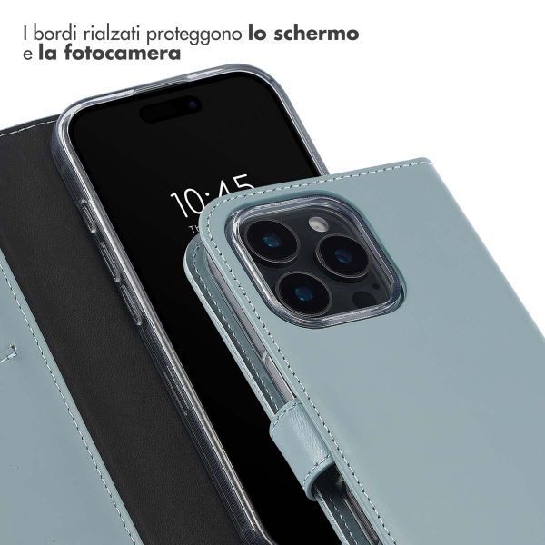 Selencia Cover a libro in vera pelle Apple iPhone 16 Pro Max - Air Blue