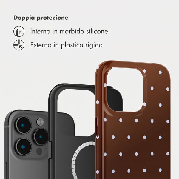 Selencia Cover posteriore Vivid con MagSafe Apple iPhone 15 Pro - Happy Dots Chocolate