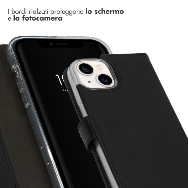 Selencia Cover a libro in vera pelle Apple iPhone 14 - Nero