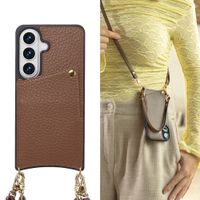 Selencia Cover per telefono Nova con cordino e portacarte Samsung Galaxy S26 - Mocha Brown