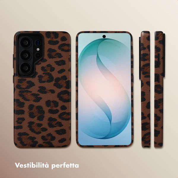 Selencia Cover Sabi Stampa pantera con MagSafe Samsung Galaxy S26 Ultra - Mocha Brown