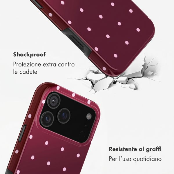 Selencia Cover posteriore Vivid con MagSafe Apple iPhone 17 Pro - Happy Dots Burgundy