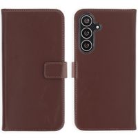 Selencia Cover a libro in vera pelle Samsung Galaxy S25 FE - Marrone scuro