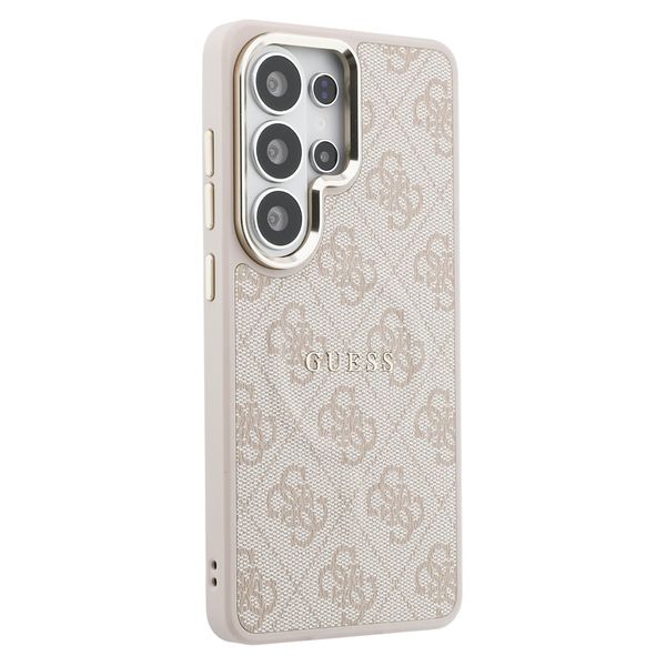 Guess Cover Posteriore 4G Leather con MagSafe Samsung Galaxy S26 Ultra - Gold Edge - Pink